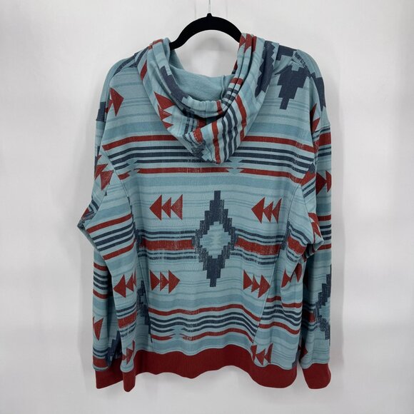 Cruel Pullover Sweatshirt Womens XXL Blue Orange Western Aztec Print Cotton Blen - Picture 5 of 9
